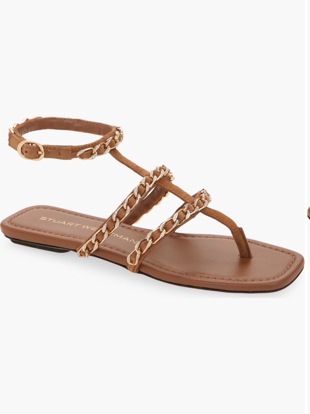 NWT Stuart Weitzman Soluxe crystal sandals
Chain strap suede sandals